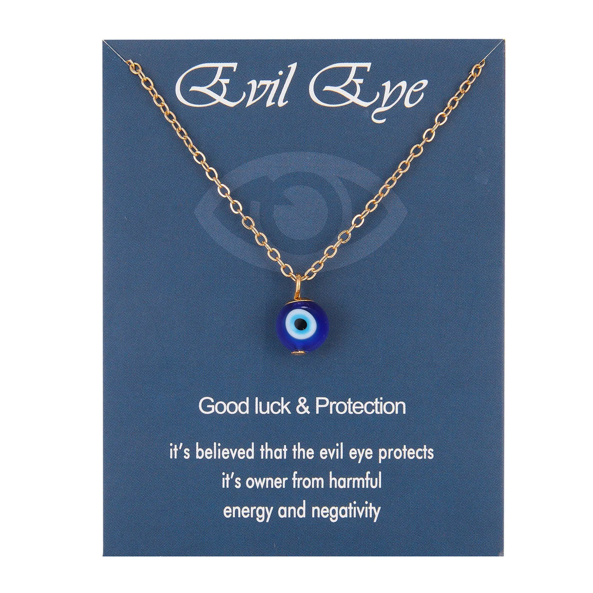 Türkische böse Blick Halskette blau Glas Anhänger Edelstahl Kette mit Karte bringen viel Glück Schmuck für Frauen Männer Geburtstags geschenk