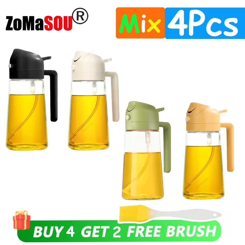 1-4 Stück 2-in-1-Sprühgerät, Ausgießer, Öl, leere Flasche, Kunststoff-Ölbehälter, Spender, Verdampfer, Küche, Grill, Camping, Kochutensilien