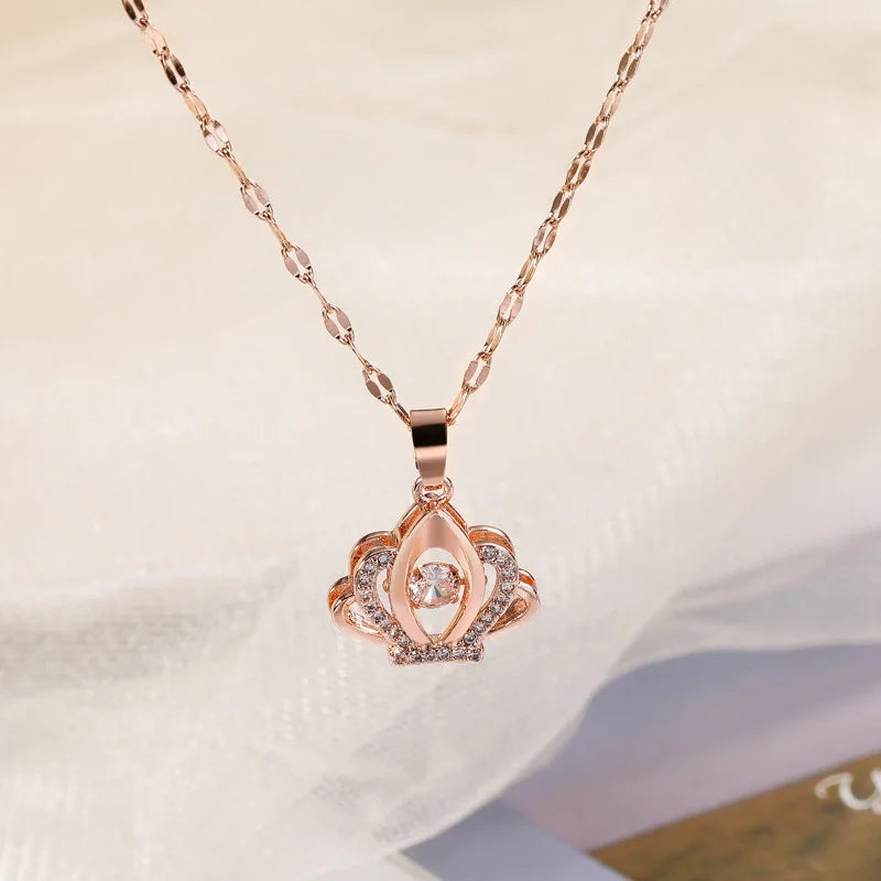 Süße Zirkon Kristall Anhänger Halskette für Frauen koreanische Mode Edelstahl Schlüsselbein Kette Schmuck weibliche Hochzeit Accessoires