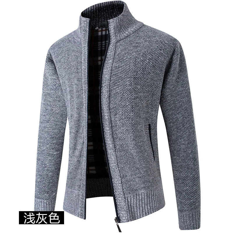 Herren Stehkragen Pullover neue Strickjacke in Herbst und Winter koreanische Version der schlanken einfarbigen Pullover Jacke