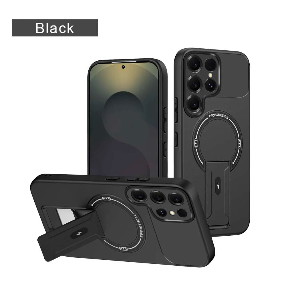 Fall für Für Samsung Galaxy S26 S25 S24 Plus S23 S22 Ultra S25Edge S25FE S24FE Matte Rüstung Ständer Halter Zurück Abdeckung Fundas