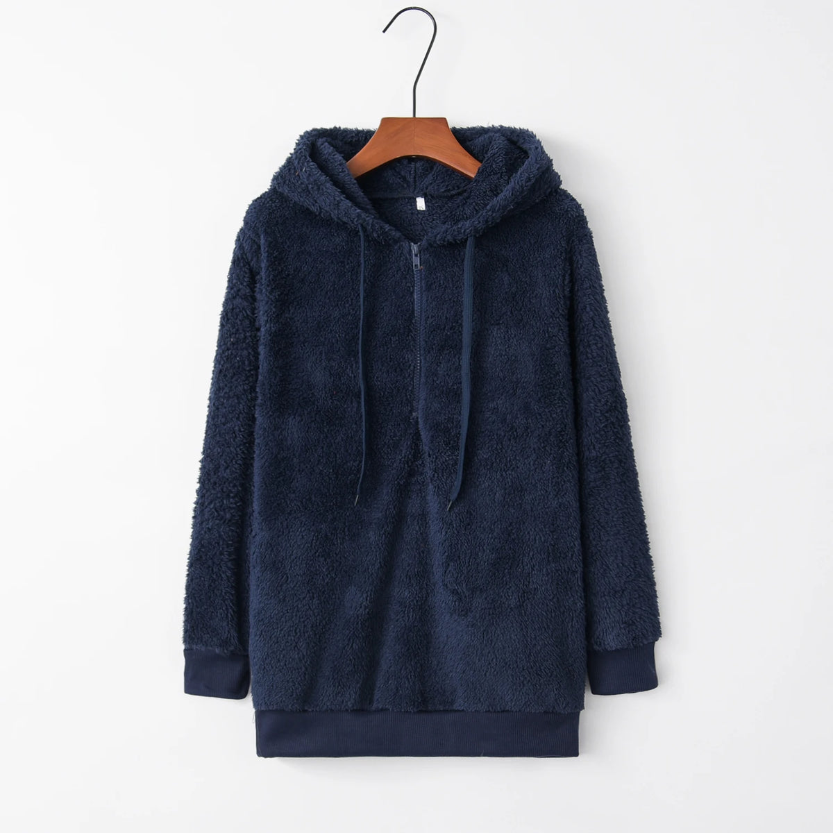 Modischer Trend, langärmelig, mit Kapuze, einfarbig, Damen-Pullover-Mantel