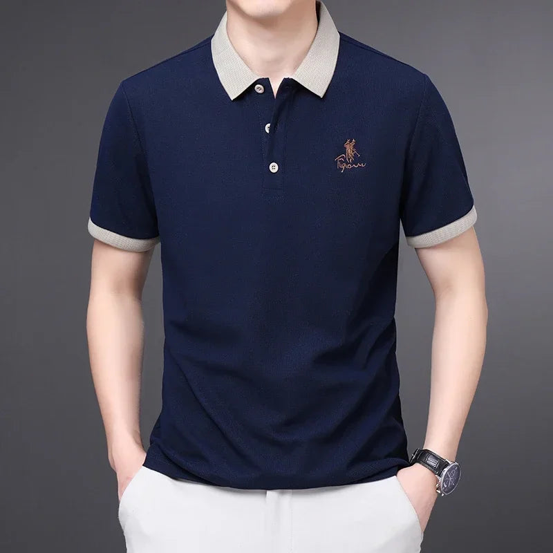 Herren bestickte Casual Fashion Kurzarm Polos hirt Sommer bequemes Top
