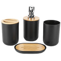 4 Teile/satz Badezimmer Zubehör Set Bambus Wasserdicht Spender Zahnbürste Halter Tablett Tumbler Tasse Seifenschale für Home Hotel