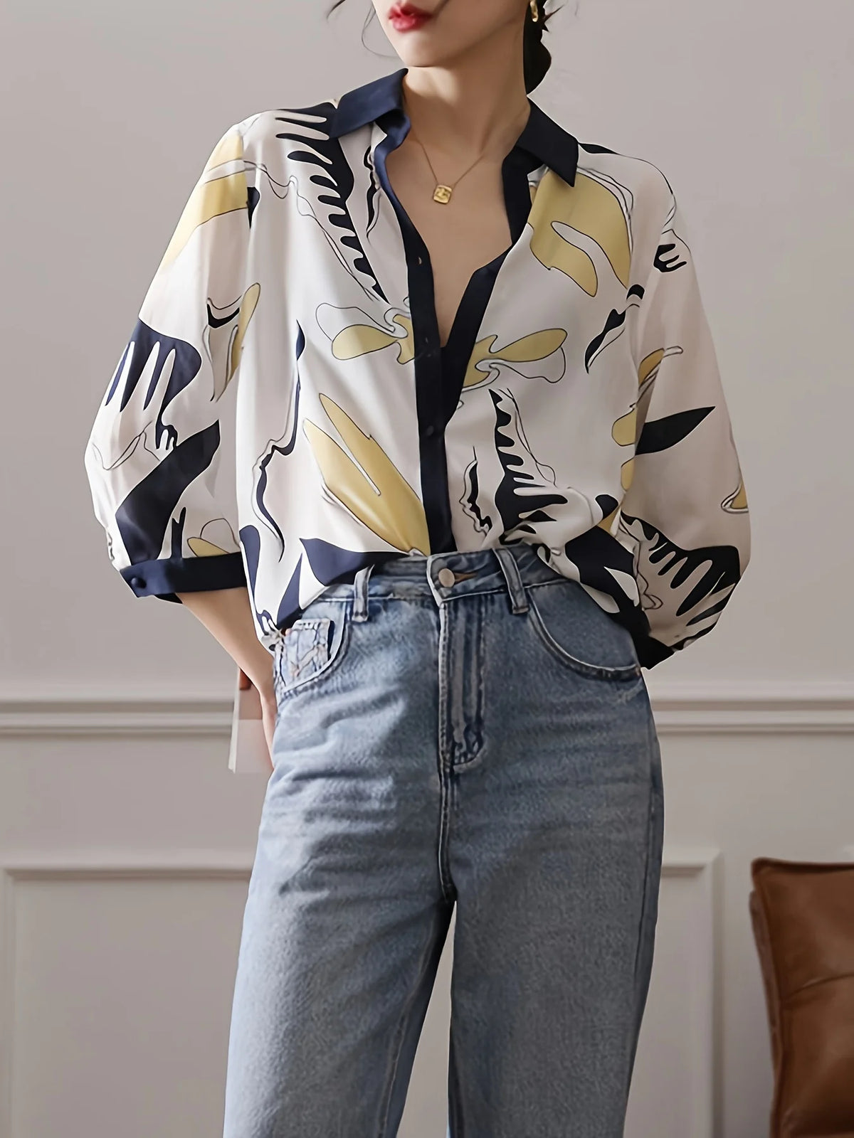 Modische Damenhemden im französischen Stil, Damenblusen, 2025, Frühling, Sommer, halbe Ärmel, Tops, Blusa Mujer