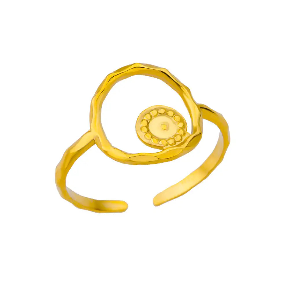 Edelstahl Ringe für Frauen Gold Farbe Unregelmäßige Geometrische Offenen Ring Vintage Wasserdicht Hochzeit Schmuck Teil Zubehör Gif