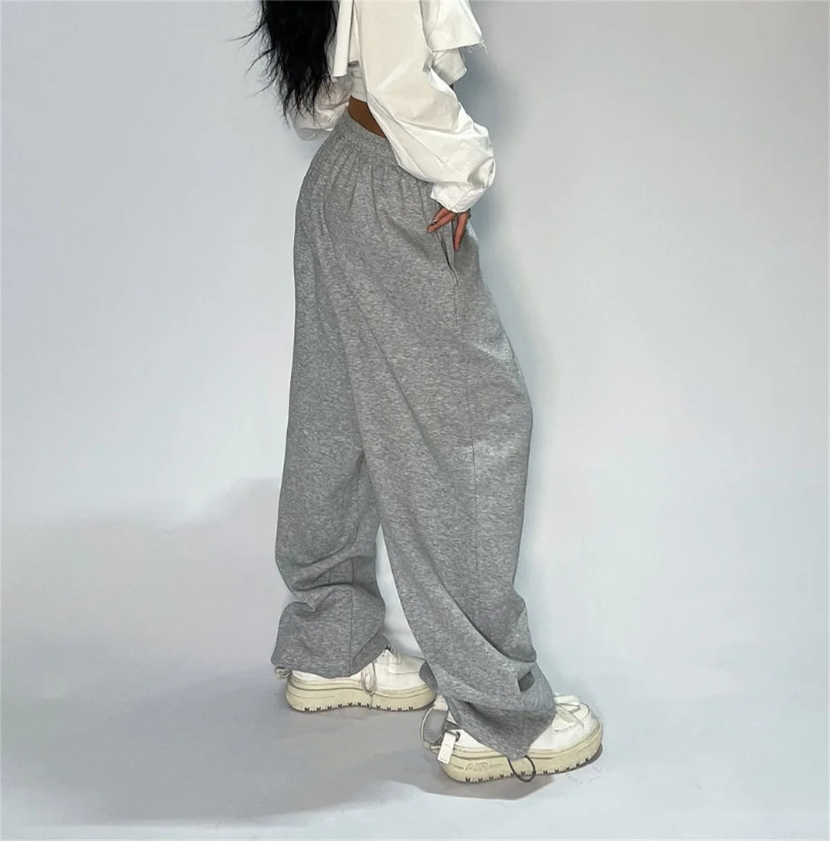Casual Solide Jogginghose Für Frauen Hohe Taille Spitze Up Lose Jogger Hose Klassische Baggy Streetwear Weibliche Sport Tanz Hose Y2K