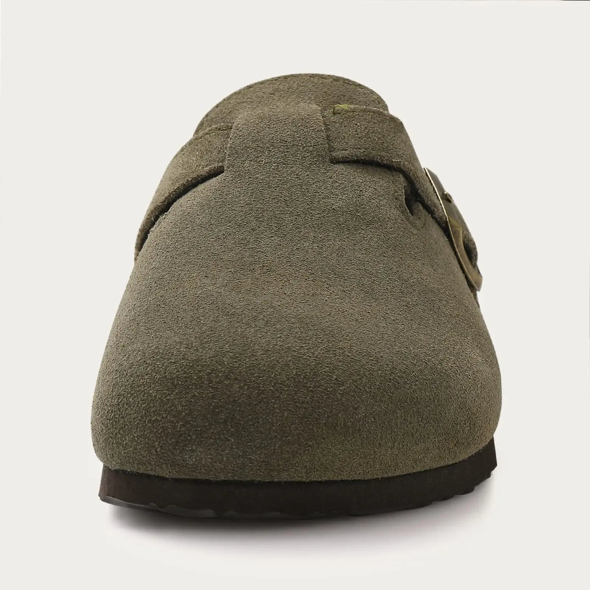 Kidmi Herren-Clogs aus Wildleder mit Korkfußbett, Clogs für Damen, weiches Leder, verstellbare Schnalle, Slip-on-Kartoffelschuhe, Sandalen, Strandpantoffeln