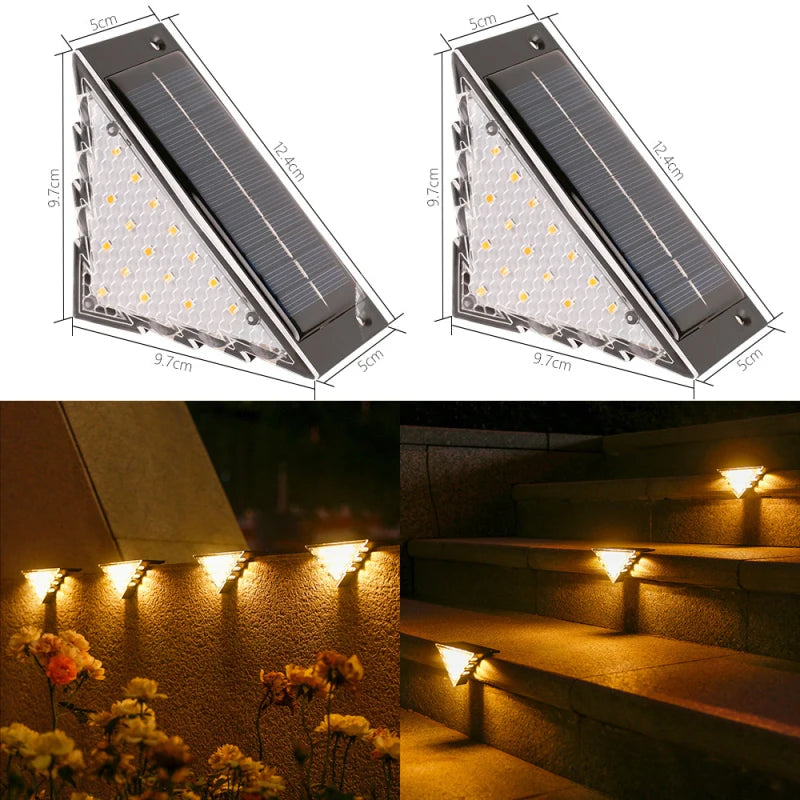 Solar-Stufenleuchten für den Außenbereich, wasserdicht, automatisches Ein- und Ausschalten, Solarlampe für Treppen, Terrasse, Hof, Veranda, Haustür, Gehweg, Dekoration