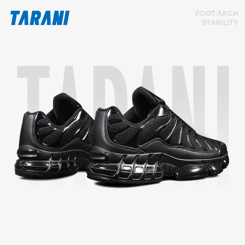 Tarani Herren Trend Casual Sportschuhe mit Luftpolster, atmungsaktives Mesh, bequeme Sportschuhe zum Spazierengehen und Pendeln – Schwarz