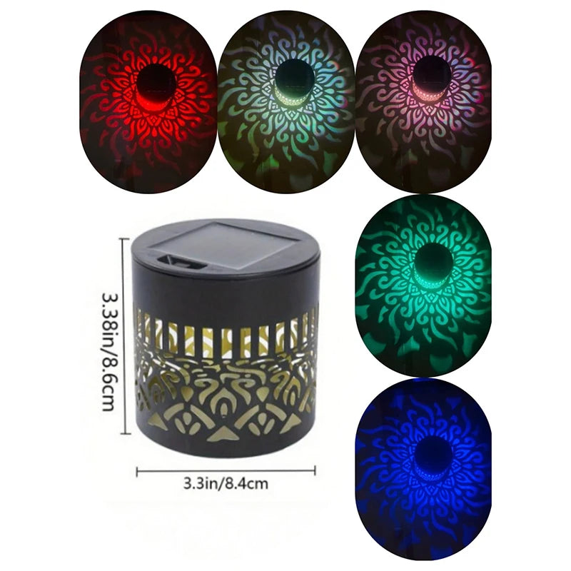 Solar-Wandleuchte mit Mandala-Muster-Projektion, Wasserdichte LED-Energiespar-Dekorationsleuchte, Solar-Zaunbeleuchtung mit Warmem Muster-Projektor