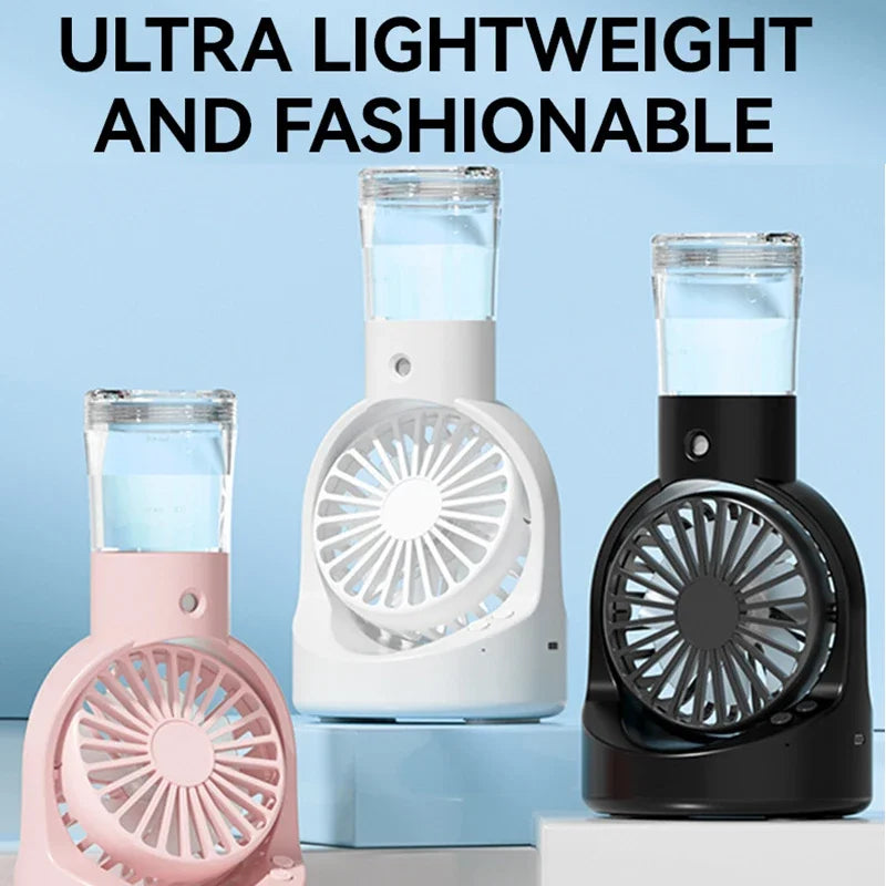 Lenovo Mist Spray Mini-Ventilator, tragbarer Handventilator, extrem lange Akkulaufzeit, feuchtigkeitsspendender, kühlender, temperaturreduzierender Desktop-Ventilator