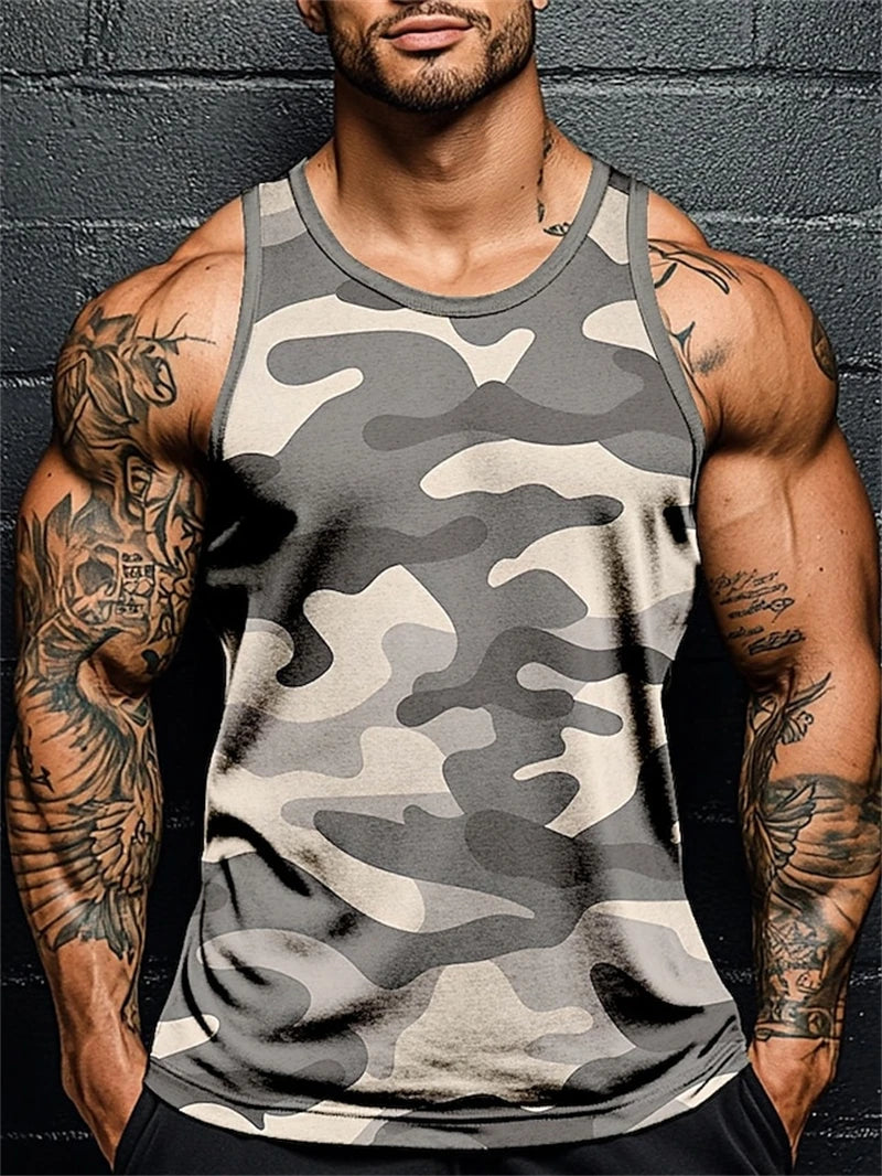 3D Druck Camouflage Grafik männer Ärmelloses T-Shirt Sommer Neue Sport Fitness Weste Outdoor Casual Mann Gym Kleidung Schnell Trocknend