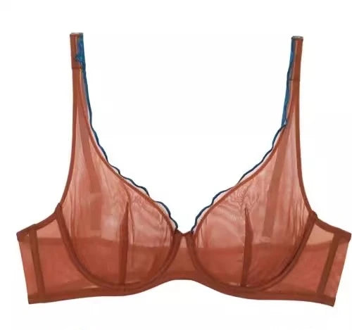 Anspruchsvoller französischer Minimiser-BH mit Bügelunterstützung, dreieckige Körbchen, nicht gepolstertes Netz-Dessous-Set für große Brüste, MOYISU-Höschen-Set
