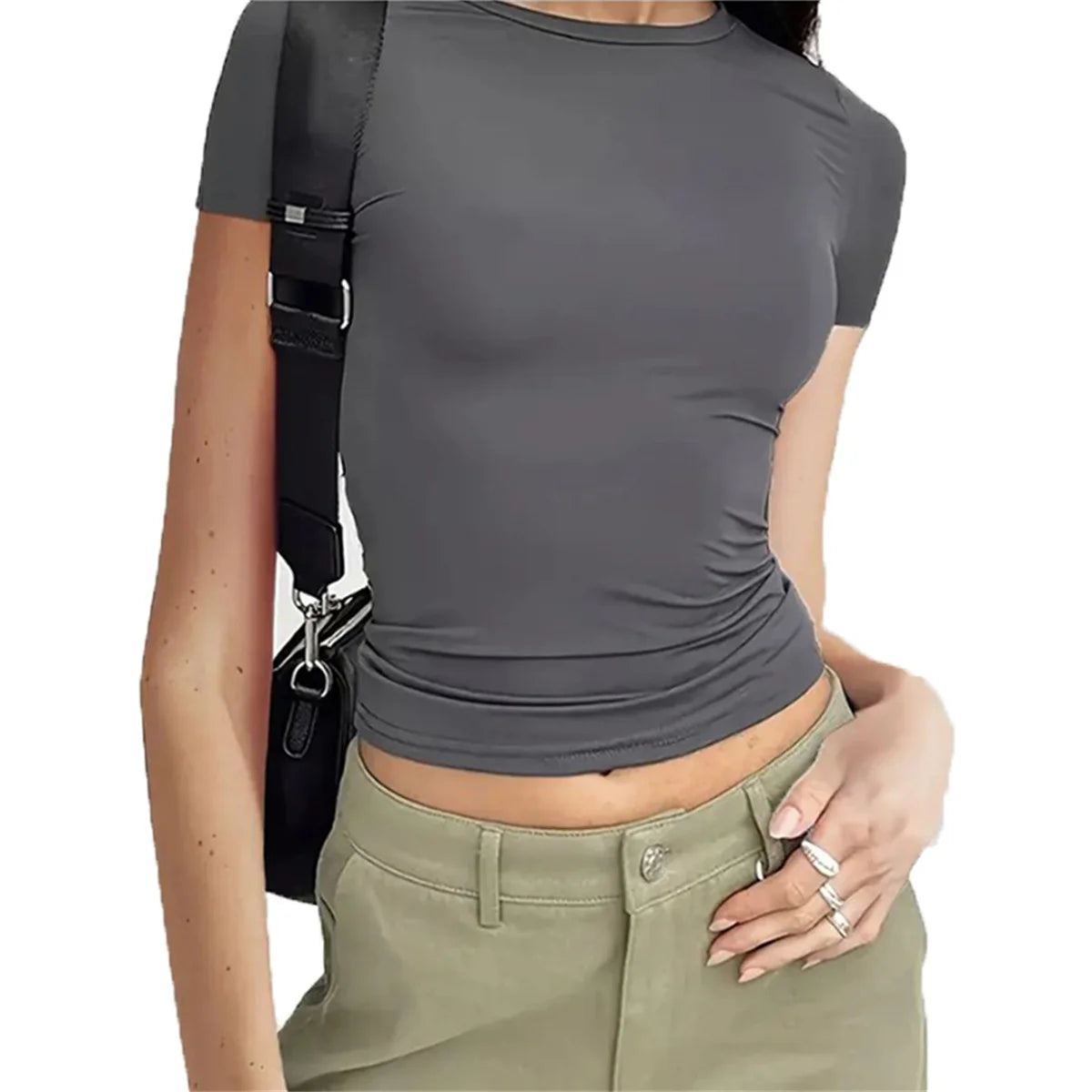 3 Stück Damen Slim Fit Kurzarm T-Shirts Elegant Rundhalsausschnitt Casual T-Shirt Damen Y2k Vintage Basic Tees 2025 Damenbekleidung