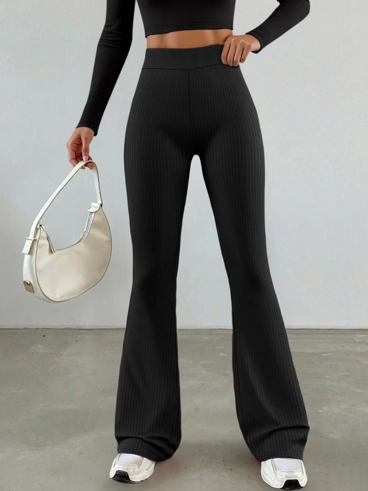 Einfarbige, hoch taillierte Hose mit geradem Bein für Damen, schlankmachende, drapierte Hose für Frühling und Herbst, vielseitige, lässige Pendelhose