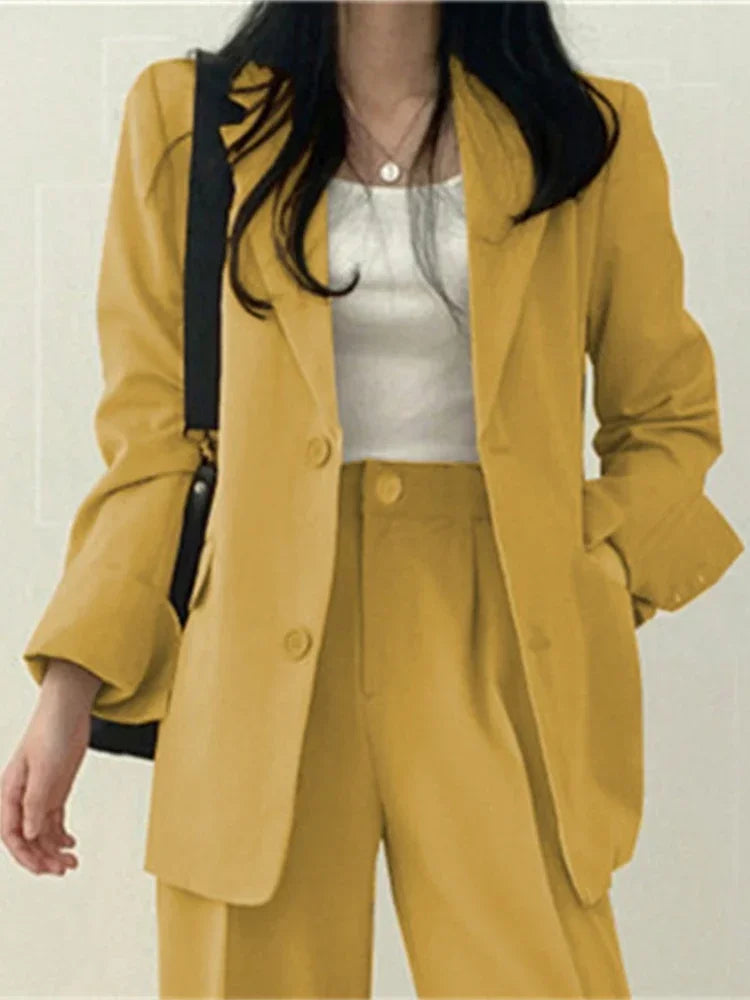 Modische 2-Teilige Damen-Sets Frühling Herbst Neu im Koreanischen Stil Hosen-Sets Eleganter Pendler-Anzug Mantel 2-Teilige Damen-Jacken-Sets