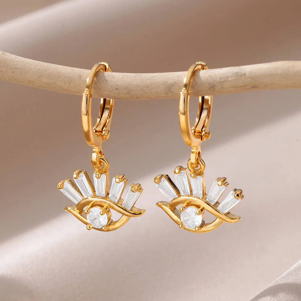 Luxus Zirkon Evil Eye Hoop Ohrringe Für Frauen Edelstahl Türkische Teufel Auge Eardrop Ohrring Ästhetischen Schmuck Geschenk aretes
