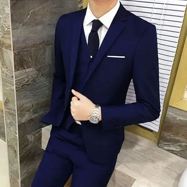 Hochzeitsanzug Dreiteiliges Set Herren Casual Slim Fit Business Koreanischer Stil Hochzeits-Festkleidung AE Lagerware Marke Chinesischer Herkunft