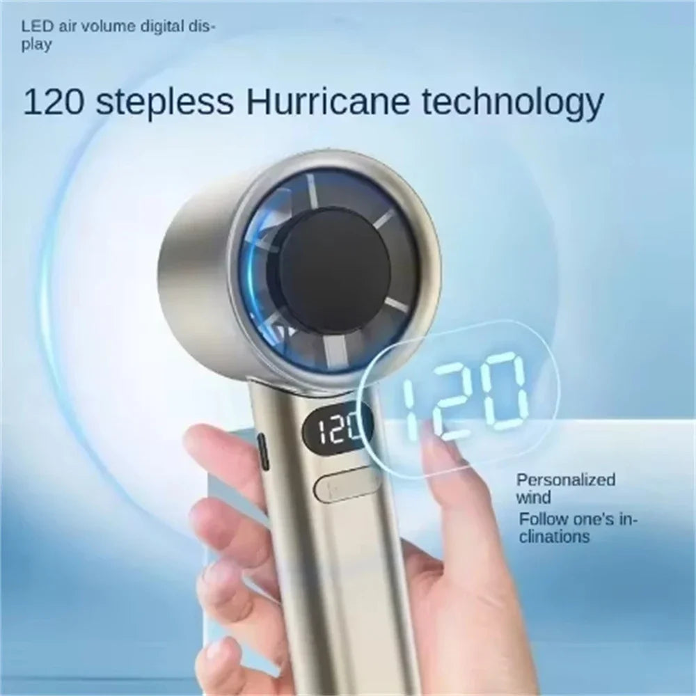 Mini-Handventilator mit 120 Geschwindigkeiten, blattloser, tragbarer, wiederaufladbarer Tischventilator mit Eis-Modus, sofortige Kühlung für Männer und Frauen