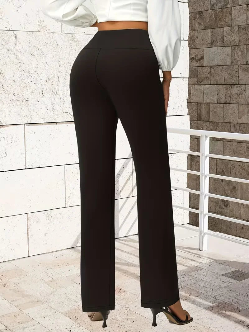Damen Y2K Vintage Straight Pants, elegante High-Waist-Leggings mit weitem Bein für das Büro, Stretch-Bund mit Buchstaben-Print, Slim Fit Jeans (Neu)