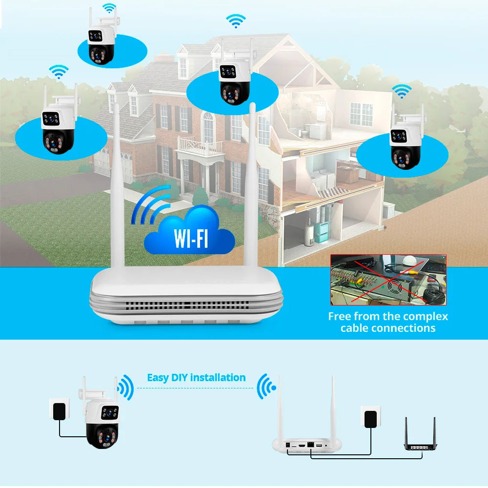 KERUI 2K 4MP Outdoor Full HD Sicherheit WIFI IP Kamera Icsee 2,5 zoll HDD Match Für Wireless MINI 8CH NVR System Host