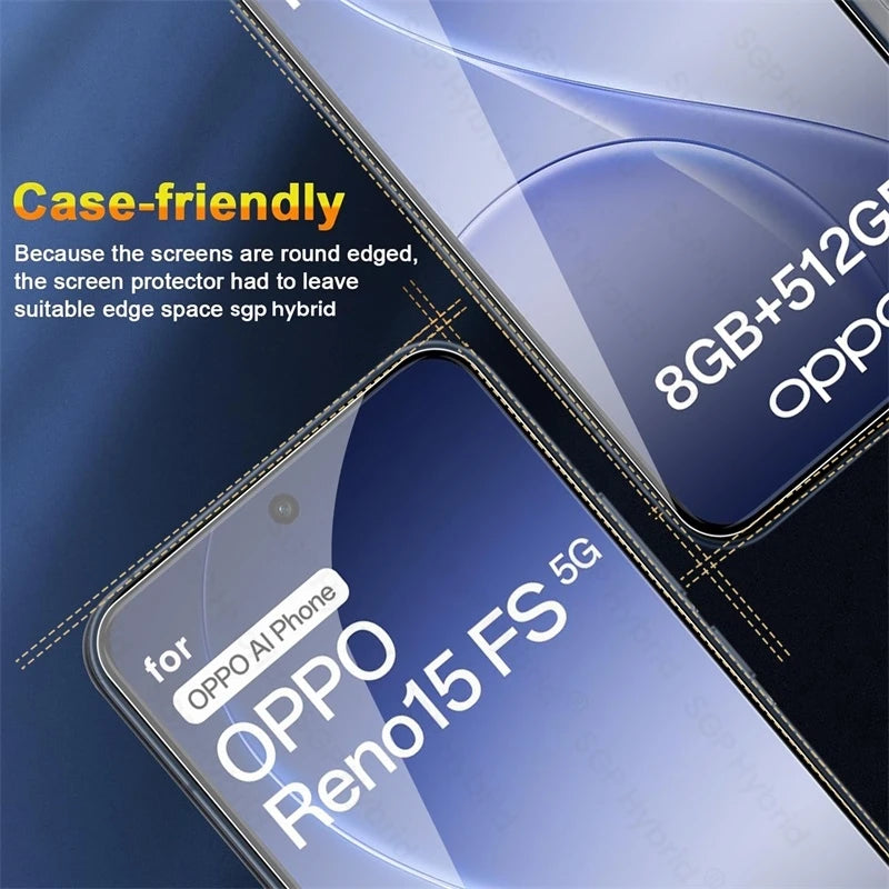 5-1 Stück Vollständig abdeckendes gehärtetes Glas für Oppo Reno15FS Reno15F Reno15 Reno 15 FS F 15FS 15F 5G 9H kratzfeste Displayschutzfolie