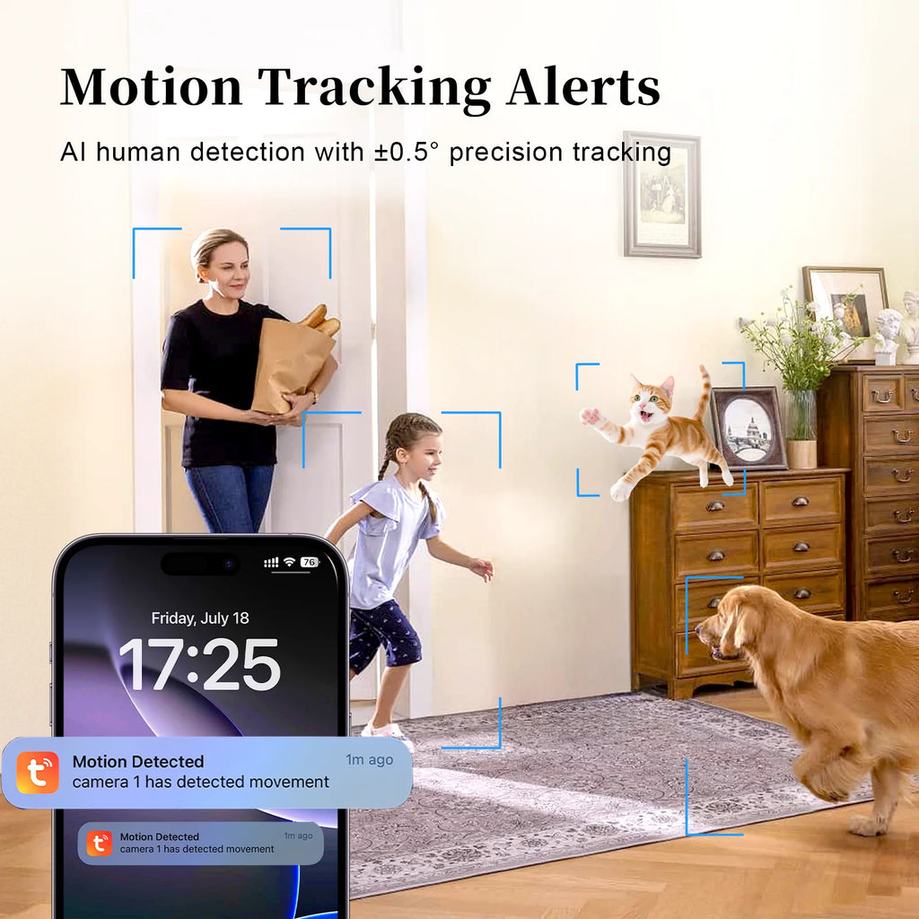 Tuya Wifi Indoor Überwachungskamera HD 2K 5MP One-Touch-Call Baby Monitor Home Security PTZ 4X Zoom Kamera menschliche Auto Tracking
