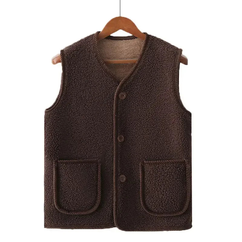 Winter warme Fleece-Weste für Mama, verdickte Lammwolle-Weste, Oberbekleidung für ältere Frauen, Herbst und Winter, Übergröße, isoliert