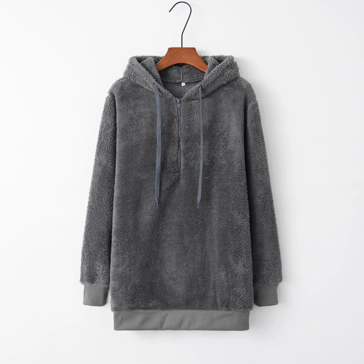 Modischer Trend, langärmelig, mit Kapuze, einfarbig, Damen-Pullover-Mantel