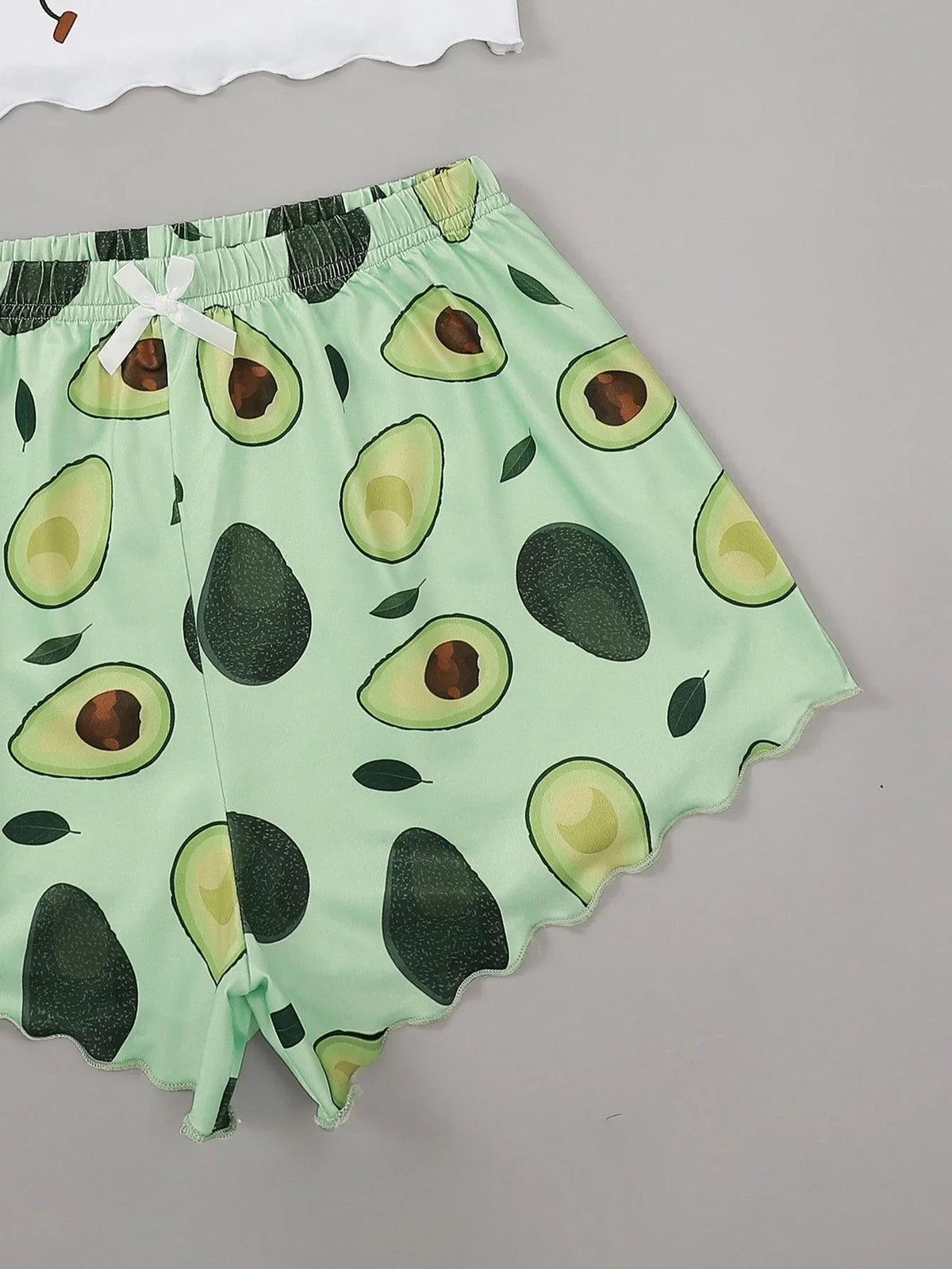 Sommer-Pyjama-Set mit Avocado-Druck für Damen, lässiges Leibchen mit Shorts, sexy Dessous, Nachthemd, Homewear, Nachtwäsche, Unterwäsche
