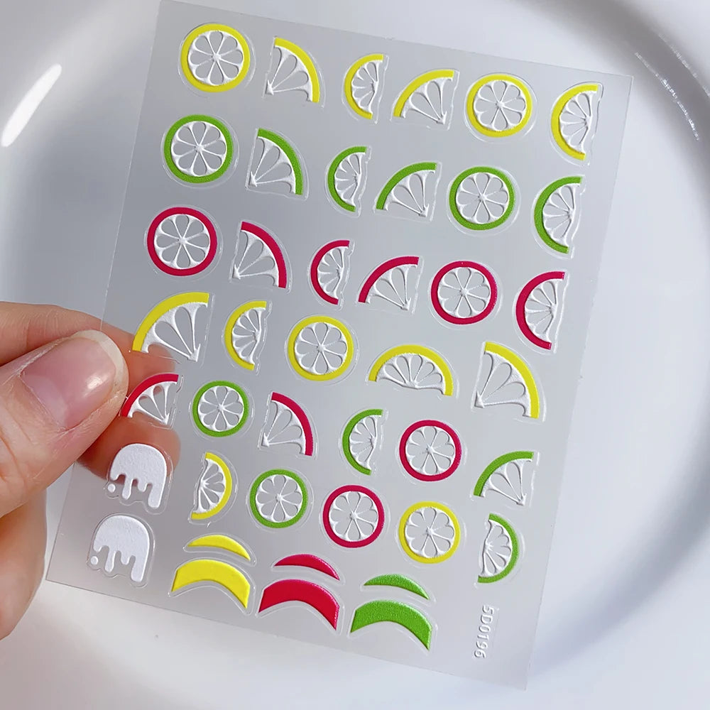 1Pc Kawaii Rote Kirsche Bogen Nail art Aufkleber Nette Sommer Obst Erdbeere Kirsche Klebe Aufkleber 8*10cm slider Nail art Dekoration