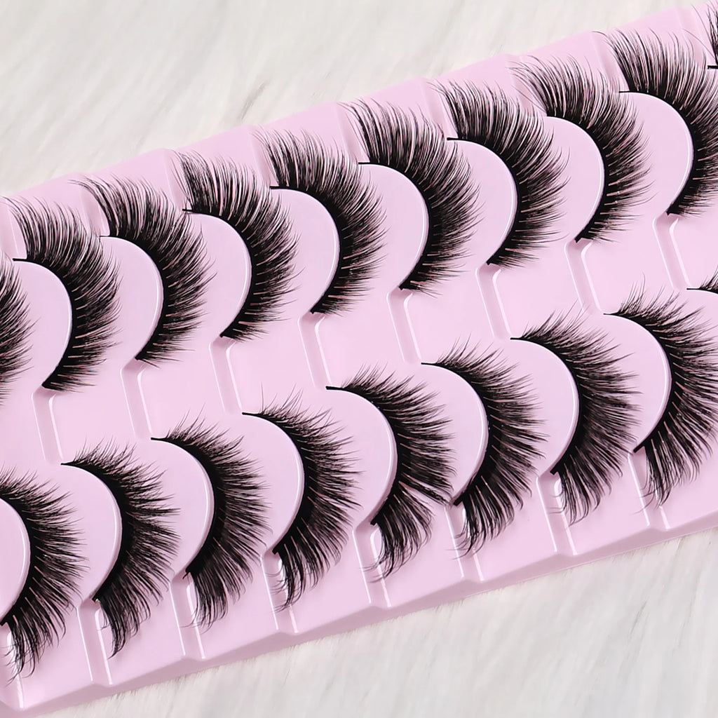 10 Paar C-Curl Fox Eyes Künstliche Wimpern - Weiche Faux-Nerz Wiederverwendbar, Langanhaltend Einfach Anzuwenden, Perfekt für Party/Tägliches Make-up