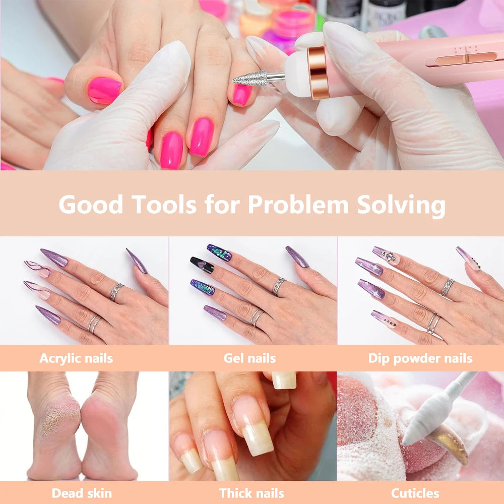 Yikoolin Nail Buff tragbares Kit elektronische Nagel feile und volle Maniküre und Pediküre Werkzeug profession elle Nagel bohrmaschine