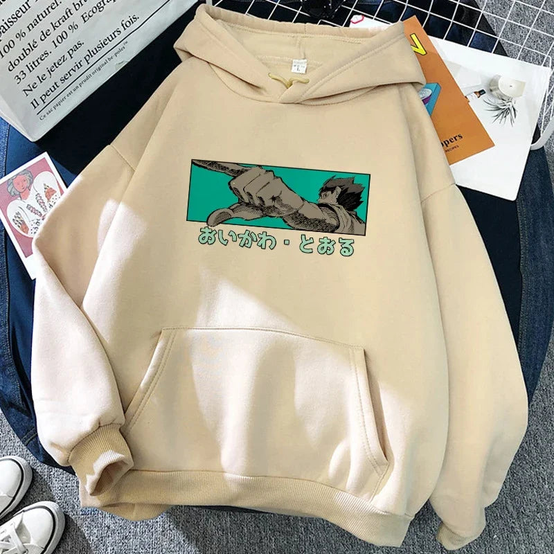 90er Jahre japanische Anime Haikyuu Hoodies Frauen lustige Karasuno Fly High Grafik Streetwear Winter warme Mode männliche Sweatshirts Unisex
