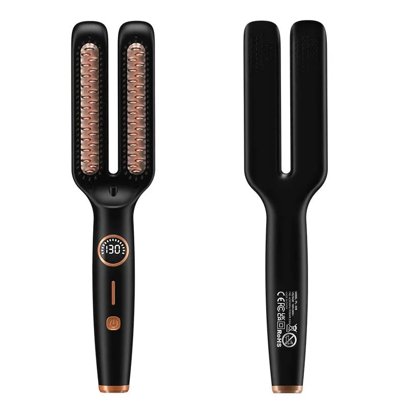 Elektrische Anti-Frizz-Haar-Heißkamm-Bürstenglätter, ein Schritt, 2-in-1 Keramik-Haarglätter-Bürste mit LCD-Digitalanzeige