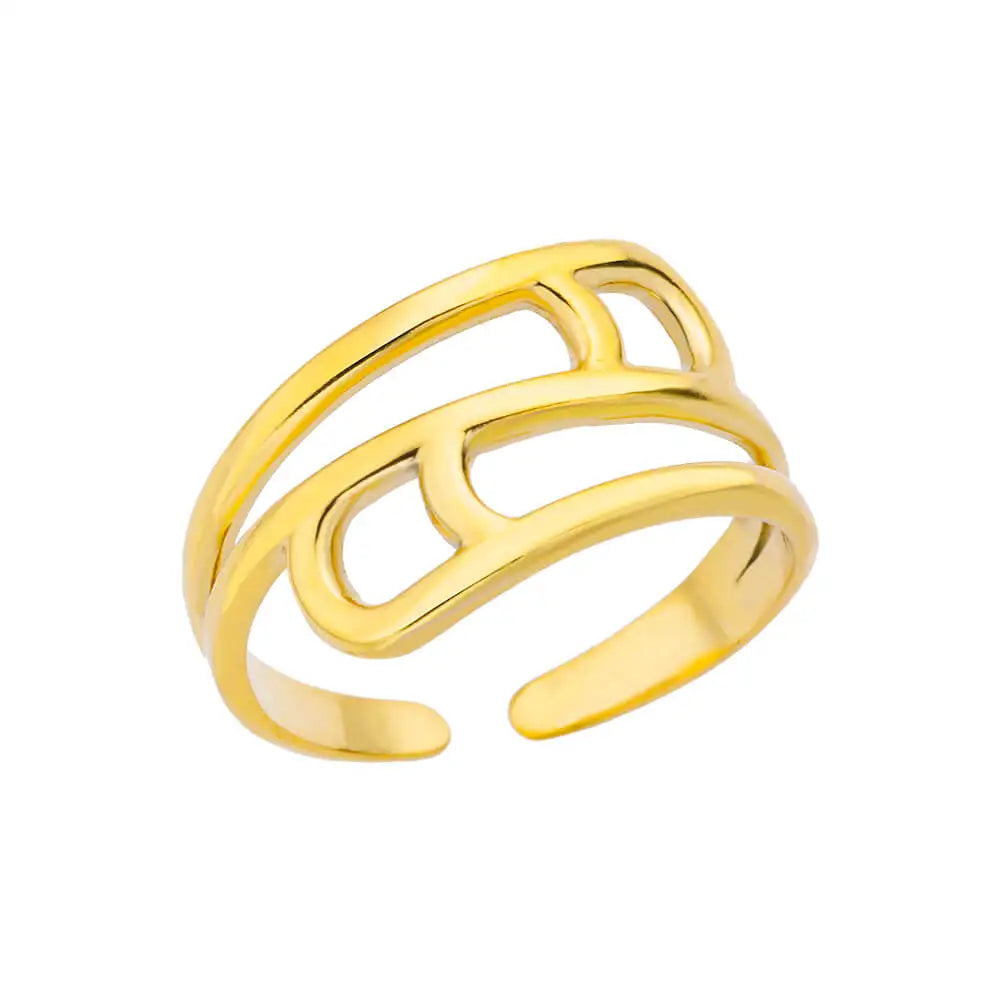 Edelstahl Ringe für Frauen Gold Farbe Unregelmäßige Geometrische Offenen Ring Vintage Wasserdicht Hochzeit Schmuck Teil Zubehör Gif