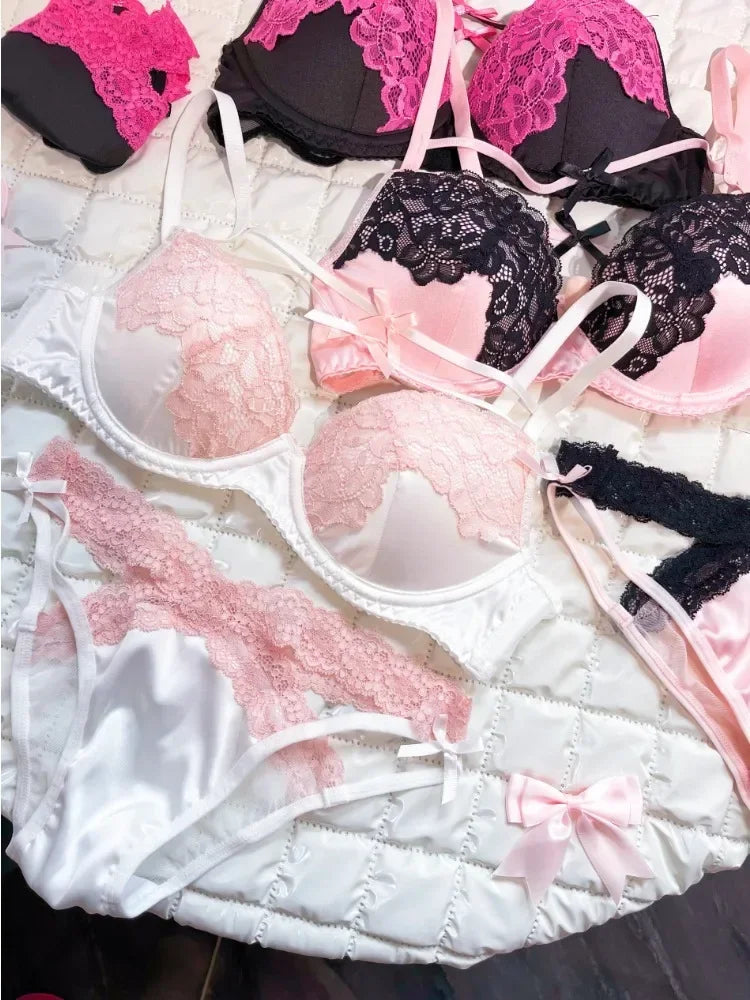 MOYISU New Release Kontrast-BH-Set |   Zurückhaltendes und sexy Bralette aus französischer Spitze |   Akzentuiert kleine Brustkurven |   Atmungsaktive Dessous
