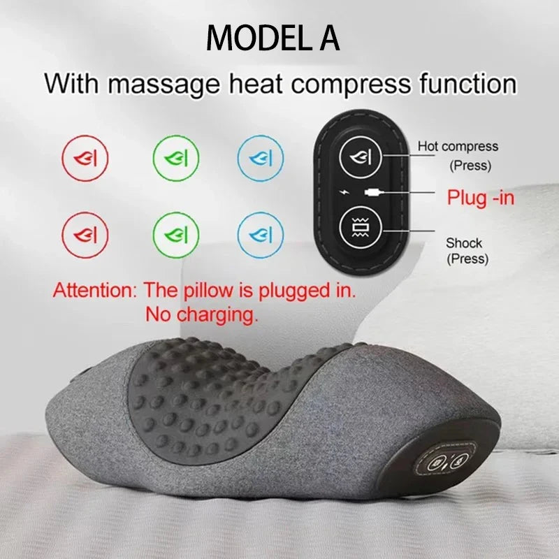 Elektrisches Nackenmassagegerät, Nackenkissen, heiße Kompresse, Nackenstretch, Heizung, Vibration, Nacken- und Schultermassagekissen, Rückentraktion