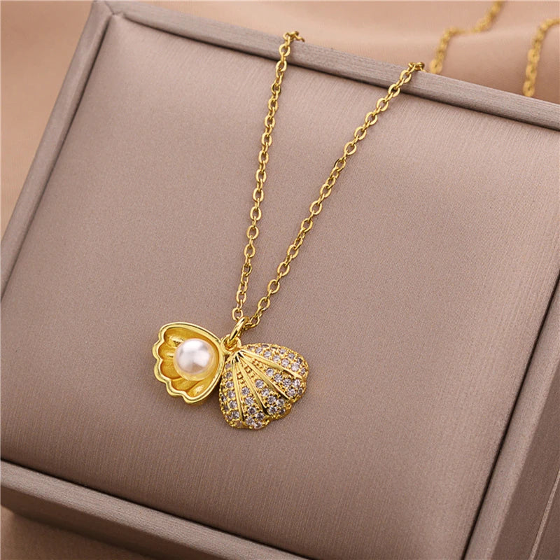 Neue Trendy Zirkon Kristall Anhänger Edelstahl Halskette Für Frauen Koreanische Mode Weibliche Sexy Schlüsselbein Kette Schmuck Großhandel