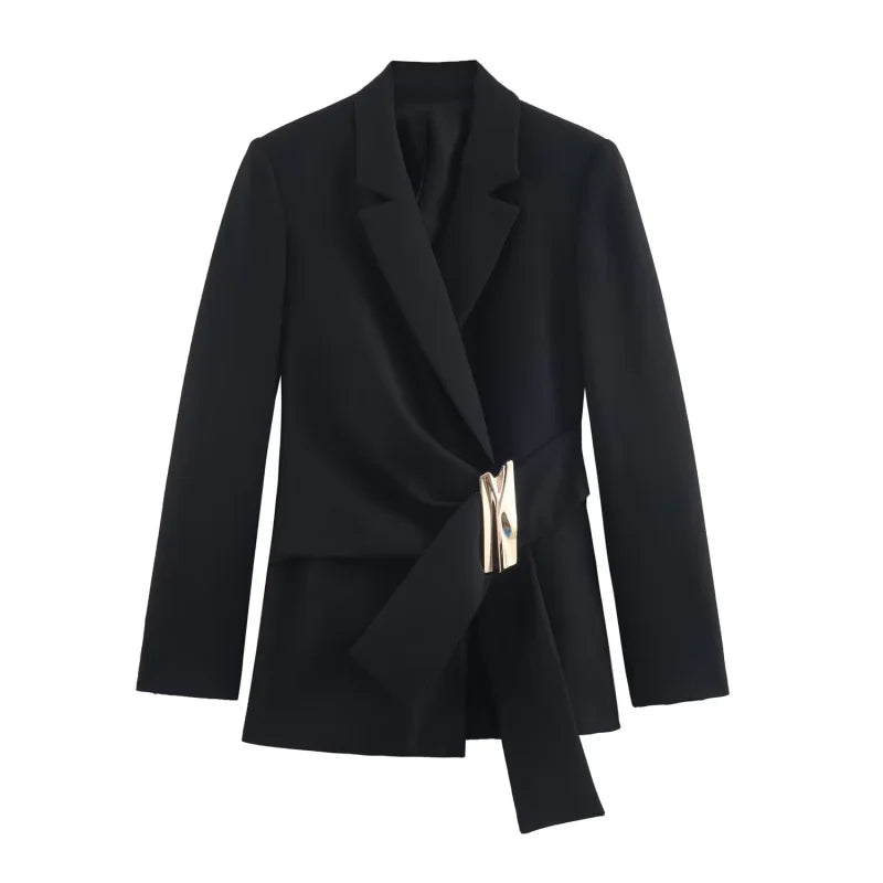 ETJ 2025 Damen Herbst und Winter neues elegantes Mode-Revers mit Schulterpolster, geknöpfter Jacke und gerader Hose