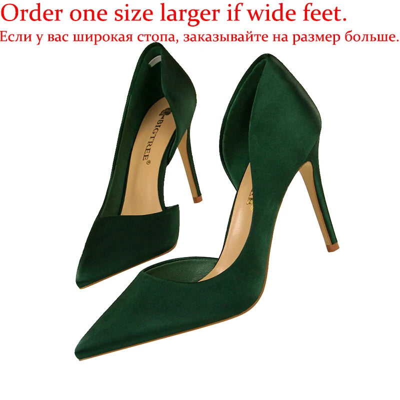 Damen Glamouröse Blaue 9,5cm Hohe Absätze Pumps Modische Satin Spitze Schuhe Elegante Trendige Abend-Bankett-Kleiderschuhe