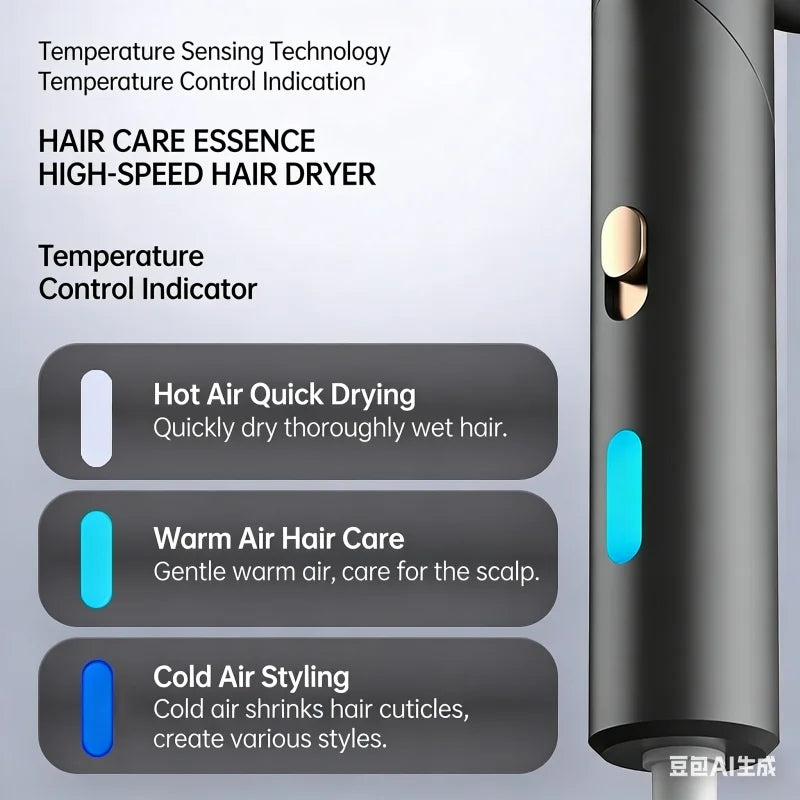 2026 Faltbarer Haartrockner mit starker Windgeschwindigkeit von 9 Sekunden und schneller Trocknung für Reisen/Studentenwohnheime. Geräuscharmer Haartrockner