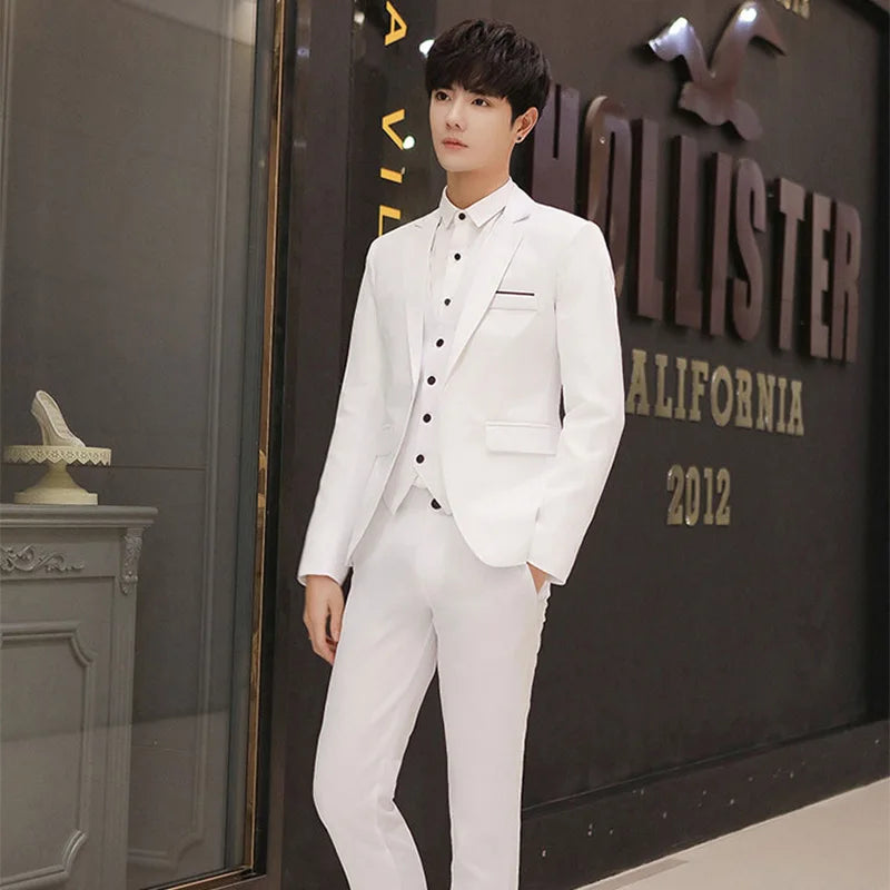 Lässiger Trauzeugen-Hochzeitsanzug, zweiteiliges Set, Business-Casual-Outfit für Herren, importiert, leicht, Business-Stil, flacher Kragen, hinten geteilt