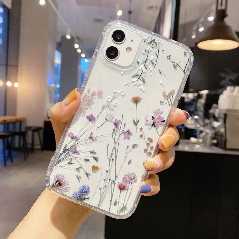 Blume Handyhülle für iPhone 17 Pro Hülle iPhone 16 14 13 11 12 15 Pro Max Air SE XR 7 8 Plus Silikon Soft TPU Clear Cover Funda