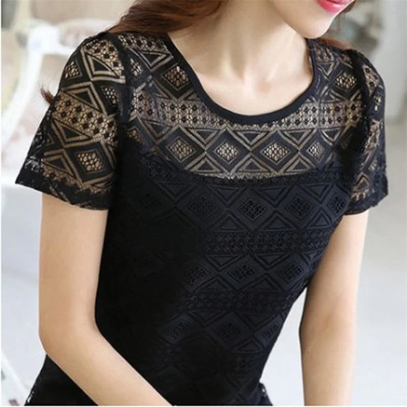 Neue Frauen Kleidung Chiffon Bluse Spitze Häkeln Weibliche Koreanische Shirts Damen Blusas Tops Shirt Weiße Blusen Slim Fit Tops 2024
