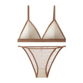 Frauen Spitze BH und Höschen Set drahtlose Bra lette niedrige Taille transparente Höschen weibliche ultra dünne sexy nahtlose Unterwäsche Set