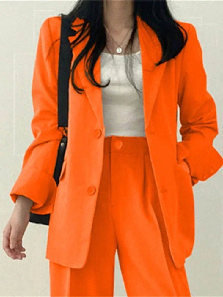 Modische 2-Teilige Damen-Sets Frühling Herbst Neu im Koreanischen Stil Hosen-Sets Eleganter Pendler-Anzug Mantel 2-Teilige Damen-Jacken-Sets