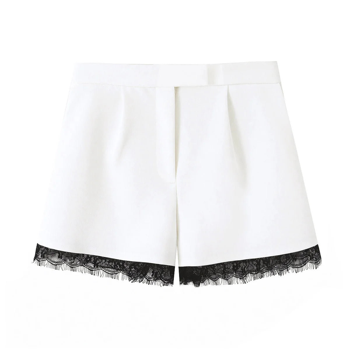 KONDALA Vintage Elegantes Damen-Frühlings-Set 2026: Kurzer Blazer mit Spitze und Reißverschlusstaschen + Schicke Freizeit-Shorts für Frauen