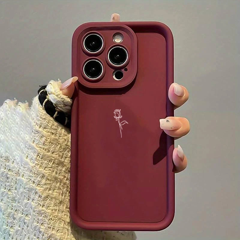 Für iPhone 17 16 Hüllen iPhone 15 Pro Max A Minimalist Rose Weinrot Handyhülle für iPhone Air 14 13 12 11 XS XR X 7 8 Plus Cover